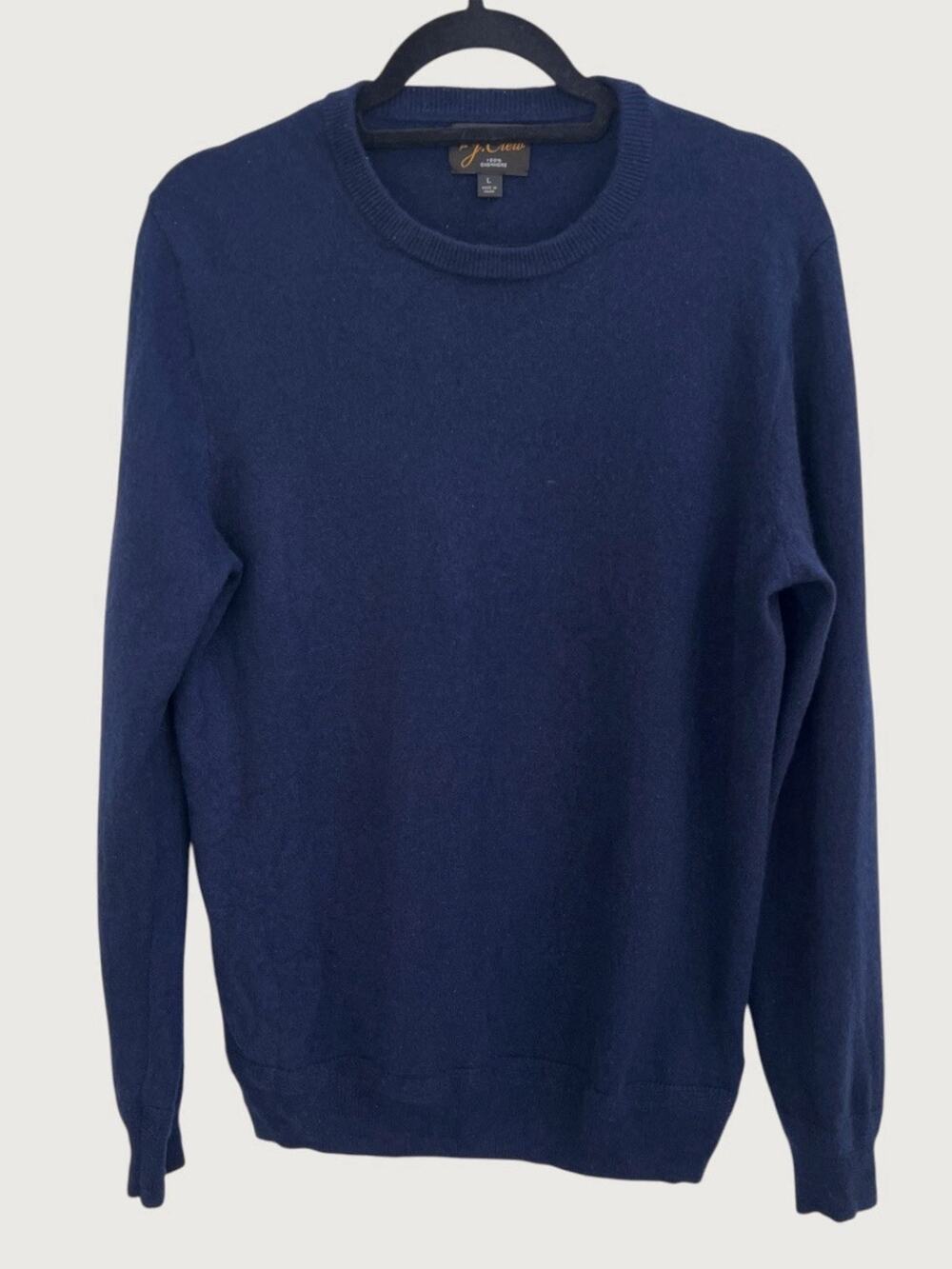 J Crew 100% Cashmere Sweater Crewneck Navy Blue Mens Sz L Stretchy